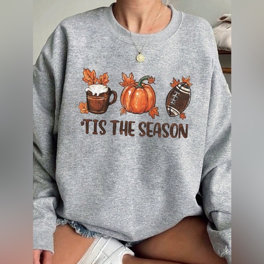 Fall oversized Letter Printed Round Neck Long Sleeve Pullover …